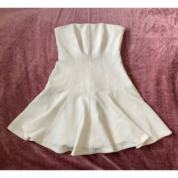 Cinq A Sept Arleen Strapless Mini Dress Boned Bustier Open Back Ivory Sz 4 White - Picture 3 of 9
